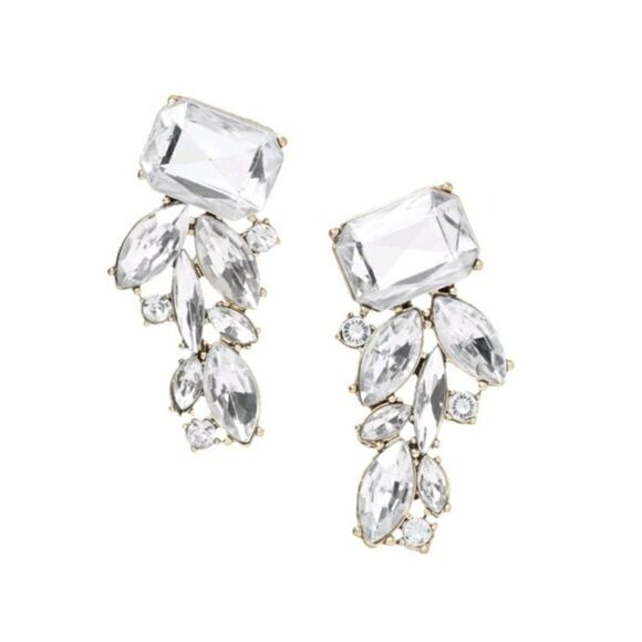 Banana Republic Crystal Wing earrings Statement Gold Clear NWT 49 - Picture 1 of 5